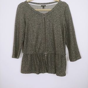 Express Gray Peplum Zip Up Sweater Size M